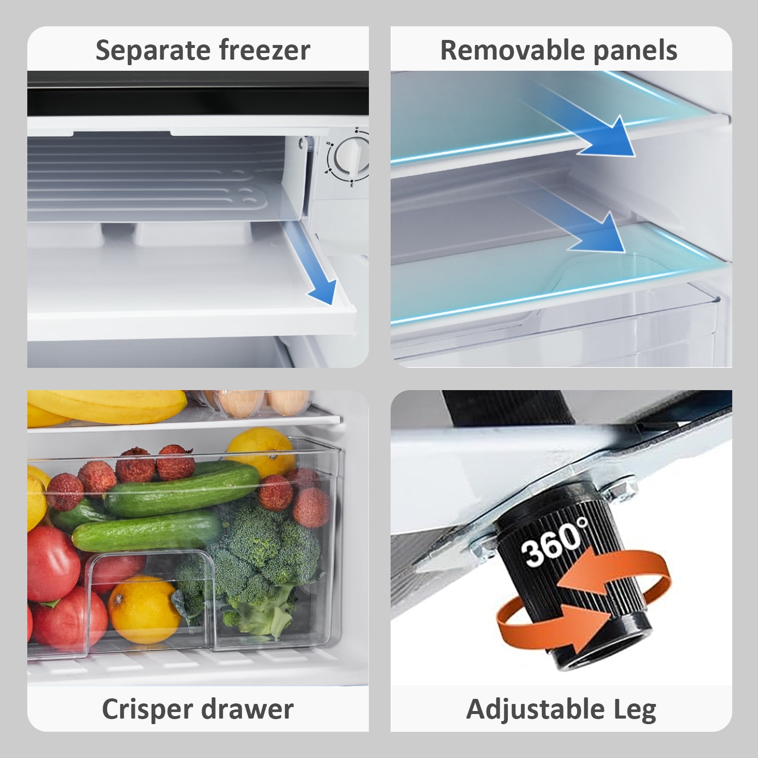 Beddle Mini Fridge with Freezer 3.2 Cu.ft Small Refrigerator for Dorm Bedroom, Compact Refrigerators Single Door Adjustable Thermostat Low Noise,Black