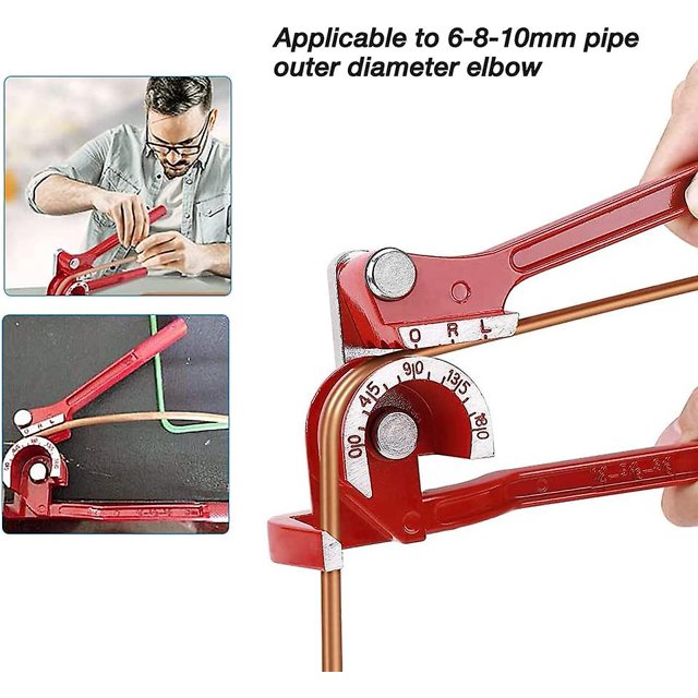 Dobladora de tubos, dobladora 3 en 1 6 mm / 8 mm / 10 mm Dobladora de tubos de cobre Cortador de tubos de cobre 180 Dobladora de tubos manual resistente para tuberías de gas de agua Hvac - Red Banban XianweiShao 8390605680540