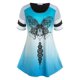 thumbnail image 1 of Tallas grandes Impresión de mariposa Ombre Tee Rosegal Camisetas tallas grandes, 1 of 5