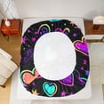 thumbnail image 4 of Erosebridal Neon Hearts Full Fitted Sheet Rainbow Love Heart Sheets , Psychedelic Galaxy Bed Sheets Gradient Glowing Stars Bed Cover, Black Girly Bed Set Lightweight (Deep Pocket), 4 of 5