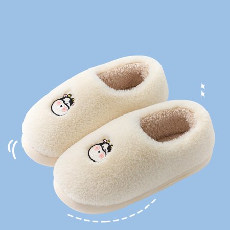 

Gubotare Winter Slippers For Women Women s Fuzzy Fur House Slippers Fluffy Knitted Bedroom Slippers for Women Memory Foam Shoes Anti-Skid Sole Beige 7