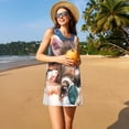 thumbnail image 3 of Balery Playful Cat Vestidos de verano para mujer con estampado: vestido holgado sin mangas, vestido playero informal y cómodo para días calurosos., 3 of 7