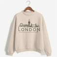 thumbnail image 2 of VISALY Pullover Crewneck Sweatshirt Graphic Sweatshirts Women's Solid Round Neck Long Sleeved London Printed Casual Sweaters Womens Sweatshirts Sweatshirt for Women Beige L, 2 of 3