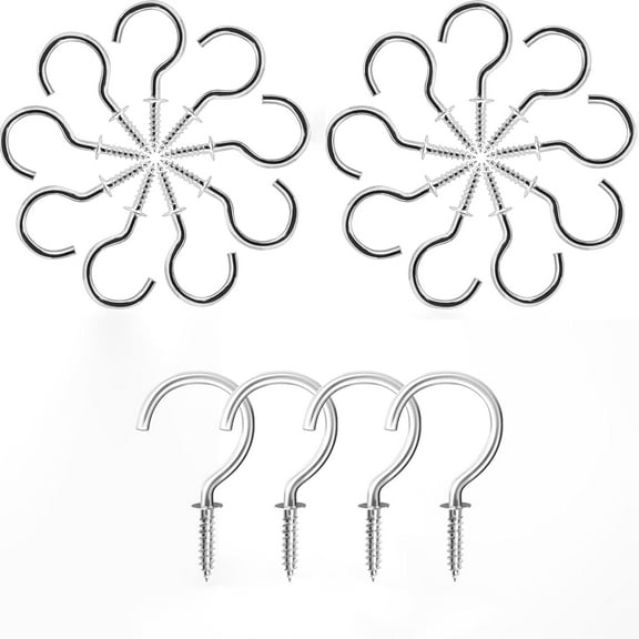 Silver 2IN Screw-in Hooks - Multipurpose Coffee Cup Hooks for Hanging Under Cabinet, Wall, Porch Decor | Ceiling Screw Hooks for Mugs & Cups - 20 Pcs