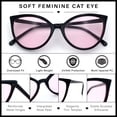 thumbnail image 5 of SA106 Womens Oversized Cat Eye Goth Pop Color Lens Plastic Sunglasses Black Frame - Pink Lens, 5 of 7