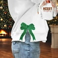 thumbnail image 5 of Women Oversize Hoodie Sweatshirts Christmas Side Bow Applique Long Sleeve Crewneck Ladies Pullover Tops, 5 of 6