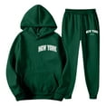 thumbnail image 5 of Drie Hoodie Set Womens Fleece 2 Piece Outfits Sweatsuit Crop Hooded Pullover Sweatshirt Top Jogger Sweatpants Tracksuits Set Dark Green,M, 5 of 6