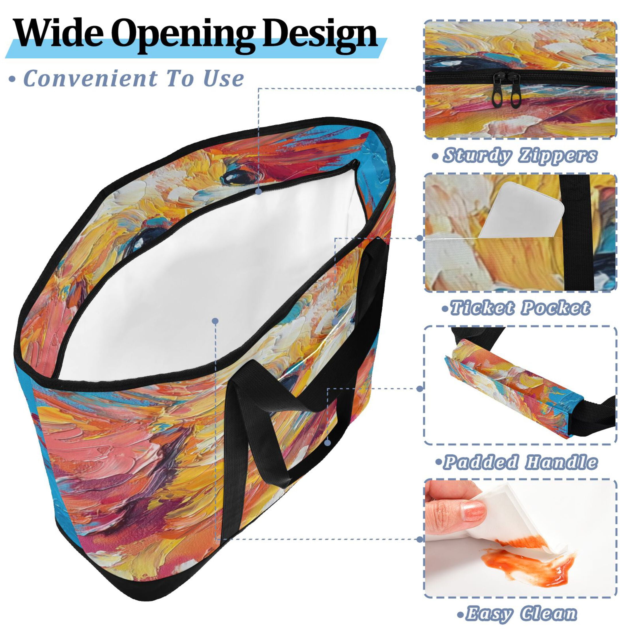 Large Hand-held Ice Pack Picnic Bag Insulation and Refrigeration Suitable for Shopping Picnics and Camping Rainbow Pretty Puppy