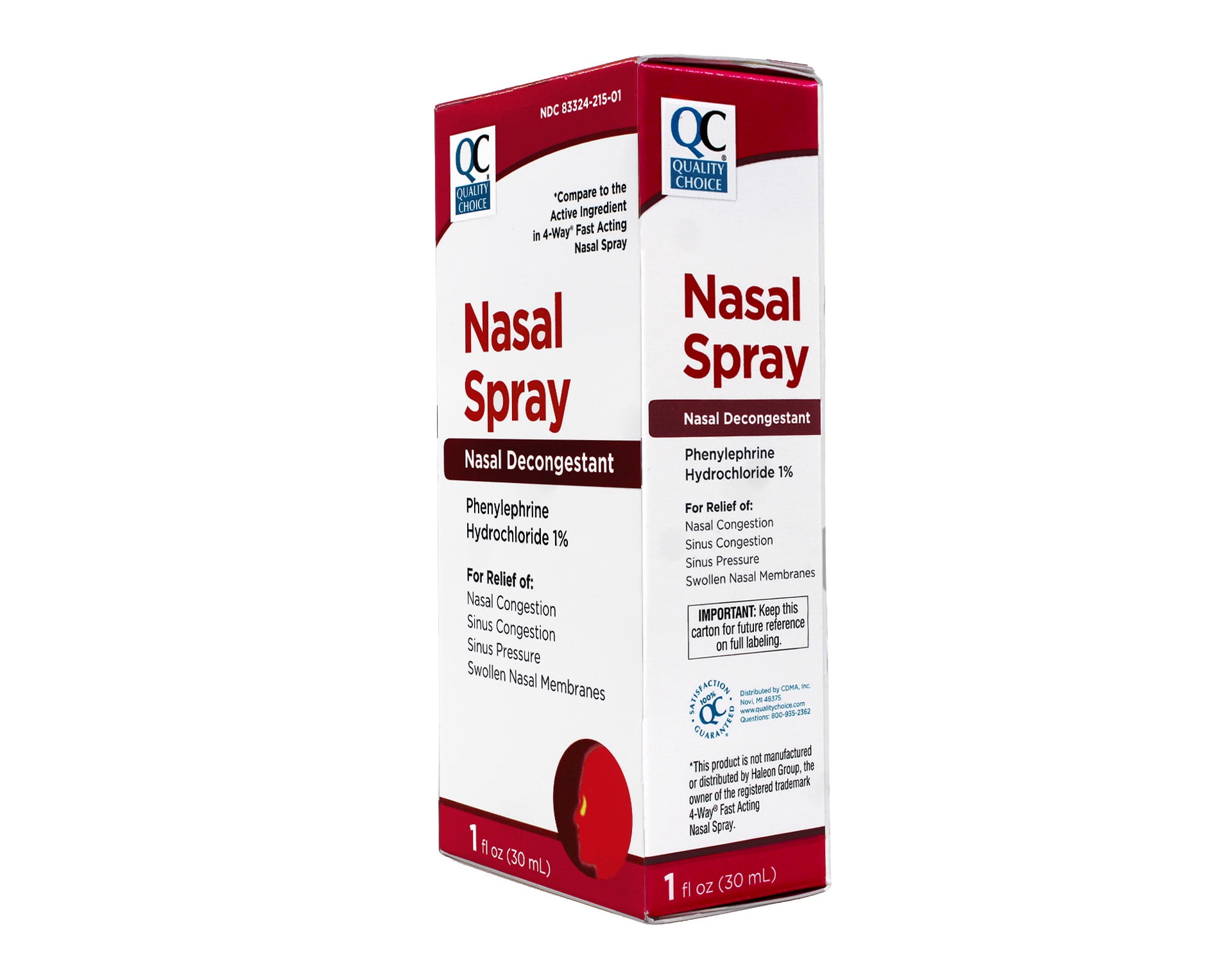 6 Pack Quality Choice 4 Way Acting Nasal Spray 1oz Each