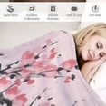thumbnail image 3 of Nawypu  Floral Throw Blanket, Japanese Cherry Blossom Sakura Tree Branch Soft Pastel Watercolor Print, Flannel Accent Piece Soft Couch Cover for Adults, Pink Coral, 3 of 6