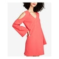 thumbnail image 2 of RACHEL ROY Womens Red Cold Shoulder Bell Sleeve V Neck Above The Knee Cocktail Shift Dress S, 2 of 5