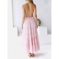 thumbnail image 6 of Jaimenalin Women'S Halter Tie Back Sleeveless Tiered Smocked Maxi Dress Pink S, 6 of 7