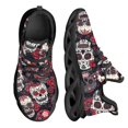 thumbnail image 1 of Zapatos planos con estampado de calaveras góticas y flores para mujer, zapatillas ligeras con plataforma y cordones, cómodas, 1 of 6