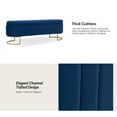 thumbnail image 3 of 55" Storage Bench Flip Top Upholstered Compartments End of Bed Bench Entryway Navy, 3 of 7