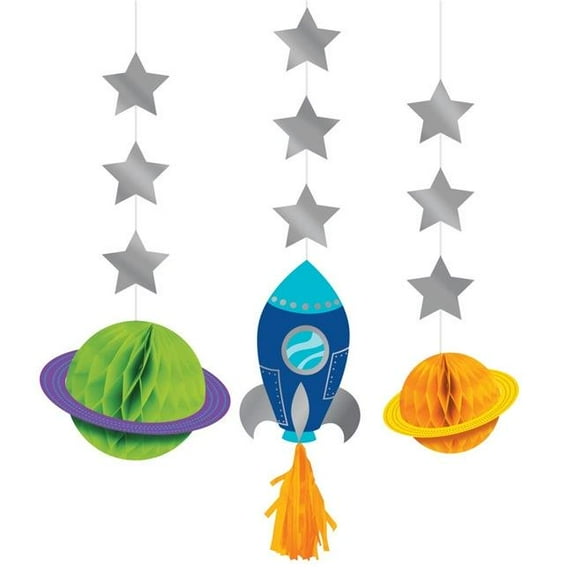 Creative Converting 346427 36 in. Space Party Hanging Cutouts - 36 Count