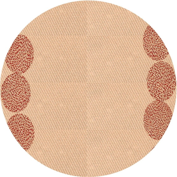 Ahgly Company Machine Washable Indoor Round Transitional Pastel Orange Area Rugs, 3' Round