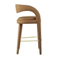 thumbnail image 3 of Bar Stool Chair Barstool, Brown Gold, Velvet, Pub Cafe Bistro Dining Kitchen Hospitality Restaurant, Modern Contemporary Boutique HB35940, 3 of 10