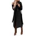 thumbnail image 2 of hirigin Women's Notched Lapel Coats, Classic Long Sleeve Solid Color Belted Overcoat Winter Coat, 2 of 9