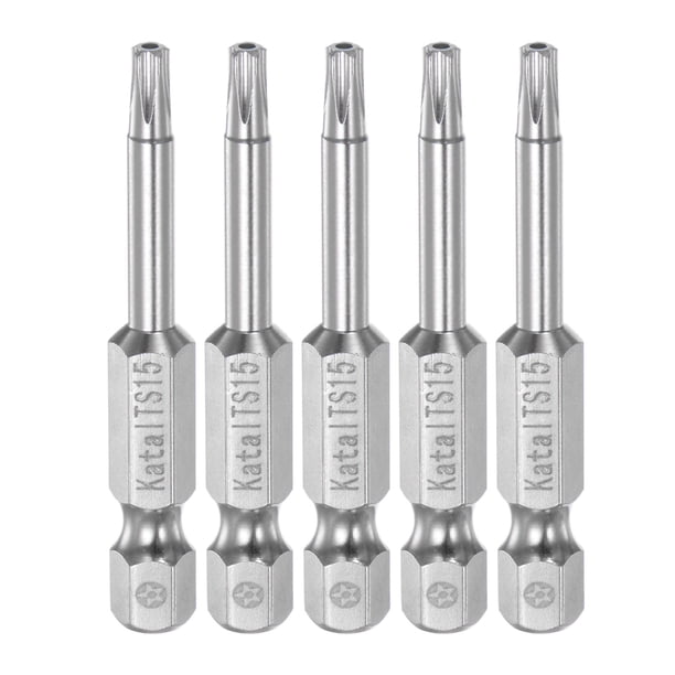 5uds T15 Magnético Seguridad Estrella 5 Puntos Torx Destornillador brocas 1/4" Hexagonal Vástago 2" Longitud