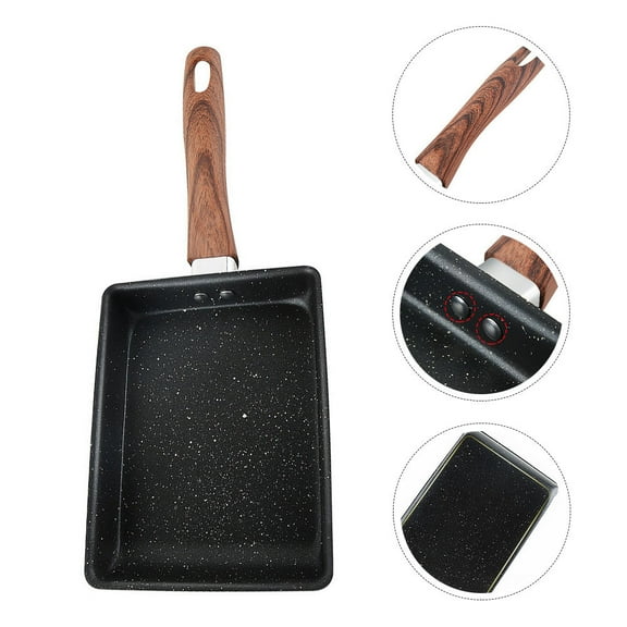 OUNONA 1Pc Tamagoyaki Pan Stick Skillet for Kitchen and Outdoor Cooking Black