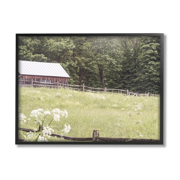 Stupell Industries Rural Country Cottage Grassland Field Photograph Black Framed Art Print Wall Art, Design by Sue Schlabach