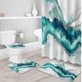 thumbnail image 3 of 4 PCS Teal Marble Texture Shower Curtain Sets with Rugs,Bathroom Shower Curtain(12 Hooks) with Non-Slip Bath Mat Sets 3 Piece(Toilet Lid Cover+U-Shaped Mats+Bath Rug), 66x72inch, Modern Art C98, 3 of 3