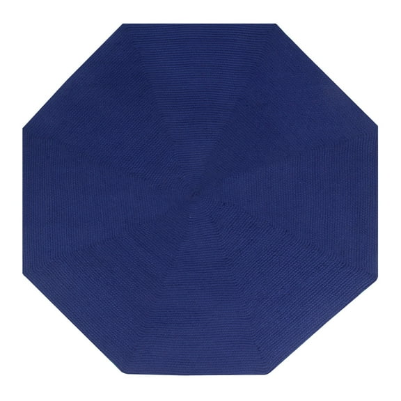 Better Trends 96" Octagonal Oval Brided Rug 100% Polypropylene Durable & Stain Resistant Reversible Indoor Area Utility Rug (Navy Solid) Alpine Solid Collection