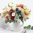 thumbnail image 2 of XmhyTop Artificial Flowers - Wine Red Silk Roses Bouquet, 3 Bunches, 28cm/11.02inch Realistic Fake Flowers for Home, Office, Wedding Decor - No Fading, Long - Lasting Beauty​, 2 of 4