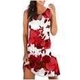thumbnail image 2 of EGNMCR Robes de Vacances pour Femmes Robe Décontractée d'Été Imprimée Florale Sans Manches Robe de Plage, 2 of 5