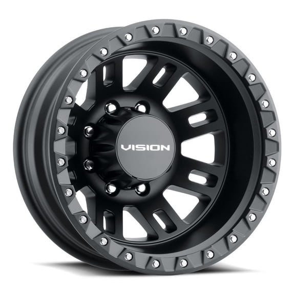 17x6.5 Vision 408 Manx 2 Satin Black DUALLY REAR Wheel 8x200 (-143.35mm)