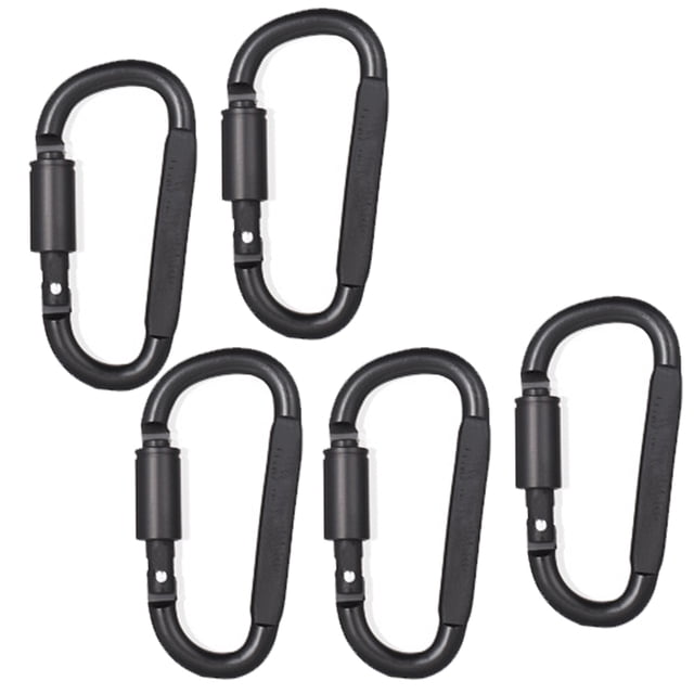 5 Pcs Carabiner Clip Aluminum D-Ring Locking Durable Strong and Light for Outdoor Camping