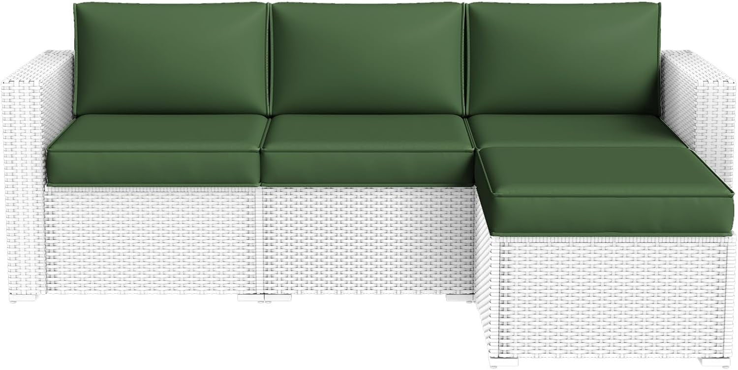 Patio Furniture Cushions for Outdoor Furniture Set of 4, Thick Replacement Patio Couch Cushions for Outdoor Furniture, 7-Piece Splashproof Fade Resistant Outdoor Couch Cushions, Green