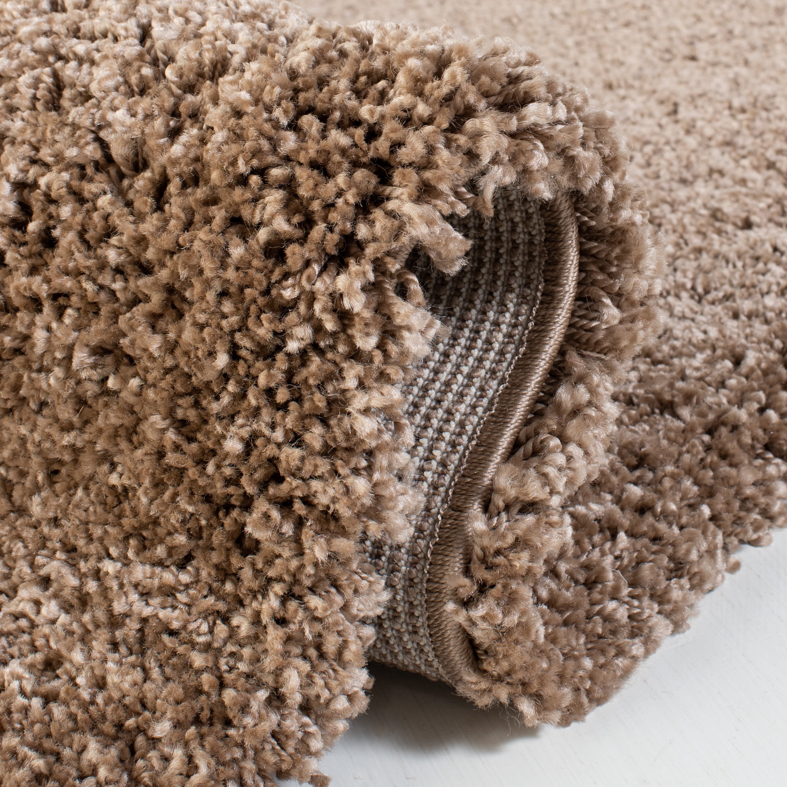SAFAVIEH Milan Harlow Solid Plush Shag Runner Rug, Dark Beige, 2' x 18' - Modern Design, Dark Beig, Non-Shedding & Easy Cleaning, Ultra Plush Thick Pile, Ideal for Living Room, Bedroom, Entryway