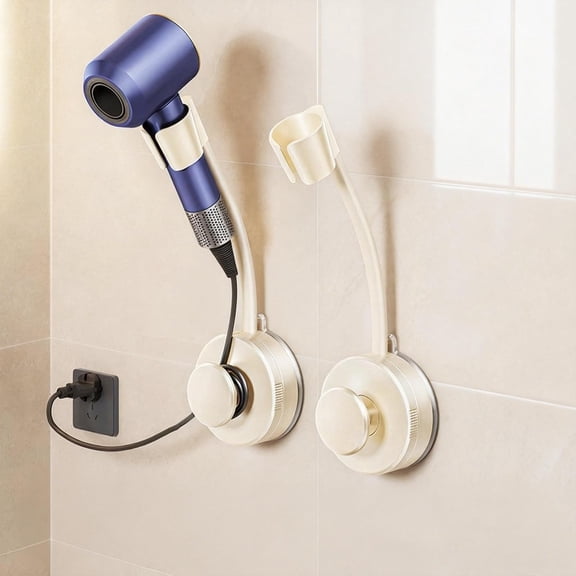 Blow Dryer Wall Bracket, Hands Frees Adjustable Holder, 360 Rotating Hair Dryer Stand with Sturdy Build, Bathroom Accessory with Space Saving Style, Home Dorm Hotel Organizer for Girlfriend