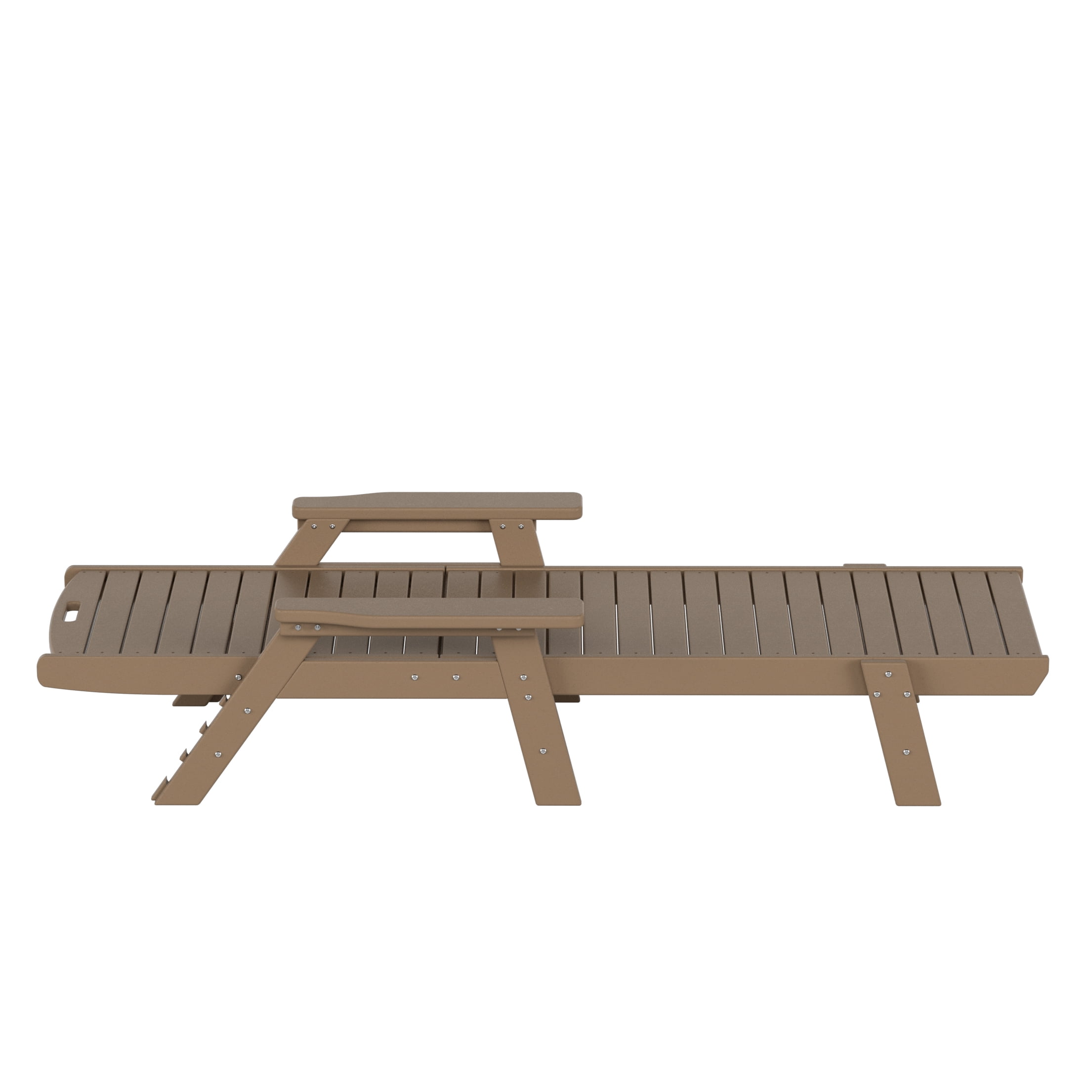 GARDEN Plastic Outdoor Chaise Lounge Chair with Adjustable Backrest, Weathered Wood