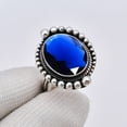 thumbnail image 3 of Blue Sapphire 925 Sterling Silver Ring, 16X12 mm Oval Gemstone Ring, Blue Ring, Christmas Gift, Unique Jewelry Ring, Adjustable Ring V4960R2096389, 3 of 4