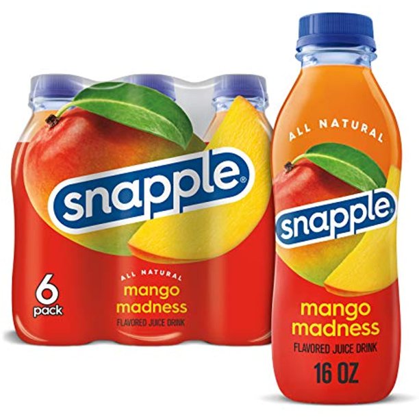 Snapple Mango Madness, 16 Fl Oz Recycled Plastic Bottle, 6 Pack