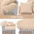 thumbnail image 5 of 65" Oversized Chaise Lounge Chair Indoor, Faux Rabbit Fur Upholstered Cloud Couch with Wood Frame, Deep Seat Sleeper Sofa Bed for Living Room, Champagne, 5 of 7