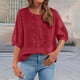thumbnail image 1 of TaTaai Women's Casual Top / Vintage Embroidered Round Neck Short Sleeve Shirt / Loose Fit Cotton Linen Blend T-Shirt Gift, 1 of 6