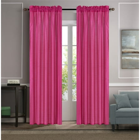 Mr2 Hot Pink 2 Pc Set Myra Rod Pocket Faux Silk Window Curtain