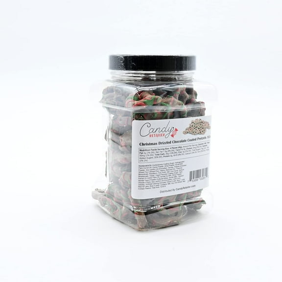 Candy Retailer Christmas Drizzled Chocolate Coated Pretzels 1 Lb