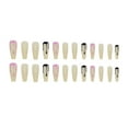 thumbnail image 3 of 24 Pcs Halloween Press on Nails Coffin Nude Pink Fake Nails Long Cute Terror Face Design Glossy Full Cover False Nails for Women and Girls Acrylic Nail DIY Halloween Decoration Style 17 0.04 Fl Oz, 3 of 4