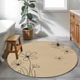 thumbnail image 3 of Black Khaki Round Area Rug 3Ft Washable Small Circle Rugs for Kitchen Entryway, Spring Flora Non-Slip Carpet Floor Mats Indoor Outdoor Carpet Runner Aesthetic Home Decor, 3 of 8