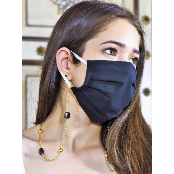 The Color Craft Convertible Mask Chain, Necklace, Eyeglass Chain FOREVER Brown Tube, Brush Gold for Women Mask Holder - 1073
