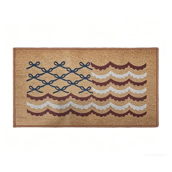 Bow Flag Coir Outdoor Doormat, 48" x 30" 4th of July Door Mat, Patriotic Coir Doormat Welcome Mat for Independence Day Porch Decor