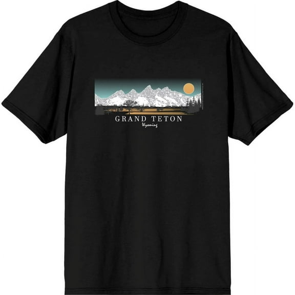 Adventure Society Grand Teton Wyoming Men's Black Crew Neck Short Sleeve Tee-Small