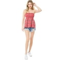 thumbnail image 6 of MixMatchy Women's Plaid Strapless Modal Smocked Tube Top, 6 of 6