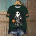 thumbnail image 4 of Leey-World Halloween Tshirts Women Vintage Shirt for Women Fashion Halloween Print T Shirt Women Short Sleeve Crew Neck Loose Top, 4 of 5