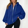 thumbnail image 4 of HAiming Womens Zip up Hooded Sweatshirts Jackets Oversized Long Sleeve Outwear Coats Casual Loose Solid Color Hoodie, 4 of 5