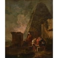 thumbnail image 2 of Circle of Giovanni Paolo Panini 15x18 Gold Ornate Wood Frame and Double Matted Museum Art Print Titled - Philosphers and Soldiers Among Ancient Ruins, Including the Pyramid of Gaius Cestius, 2 of 4